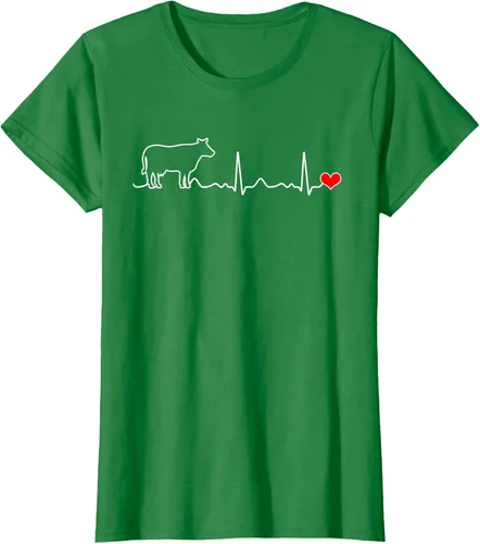 Vista 41 de Camiseta de paciente con corazón I Love My Cow Valve EKG Heartbeat Heart Pacient, Negro, S