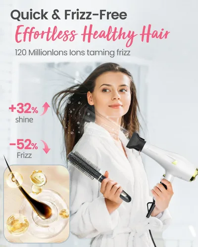 Vista 3 de Dekuri Secador de pelo iónico profesional con motor de CA, secado rápido, con difusor, peine, boquilla, concentrador, para cabello rizado y liso, 2
