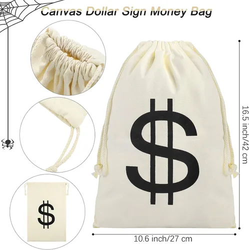 Vista 4 de URATOT Juego de disfraz de ladrón de Halloween para adultos, color negro, blanco, camiseta a rayas, guantes, cubierta facial, bolsas, dinero