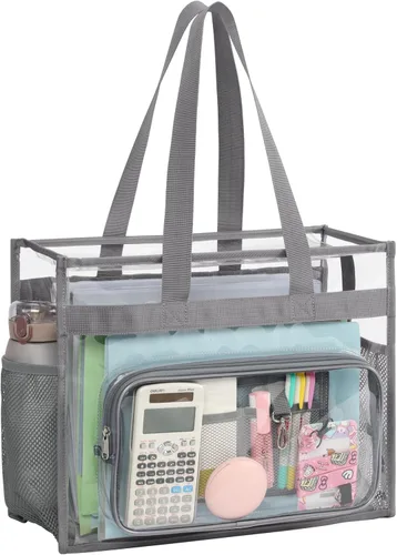 Vista 11 de PACKISM Bolsa transparente para la escuela, bolsa transparente grande y resistente para la escuela, transparente de PVC transparente para niñas