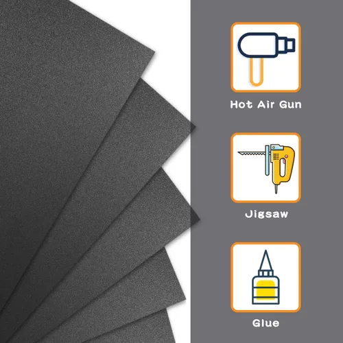 Vista 3 de Zuvas - 6 hojas de plástico ABS negro de 12" x 16" x 1 mm, flexible que las hojas de plexiglás, moldeables que las láminas acrílicas, materiales DIY