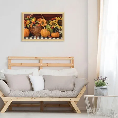 Vista 6 de Pumpkin Sunflower Jigsaw Puzzles 500 Pieces for Adults with Mesh Storage Bag 2011842