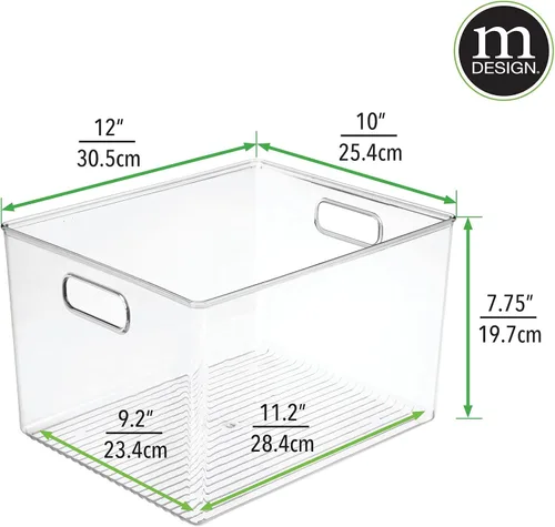 Vista 9 de mDesign Contenedor grande de plástico organizador de almacenamiento, organización de armario para pasillo, dormitorio, ropa de cama, abrigo