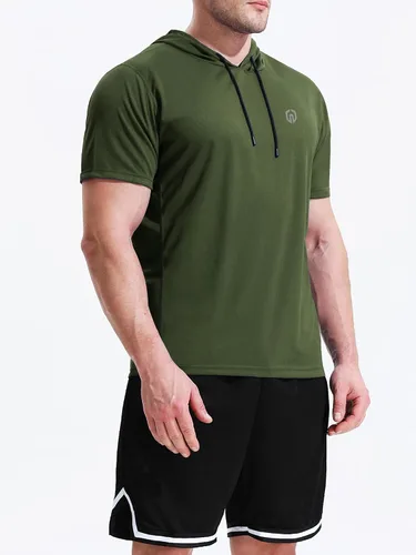 Vista 3 de Neleus - Camiseta sin mangas deportiva Dry Fit para correr con capucha