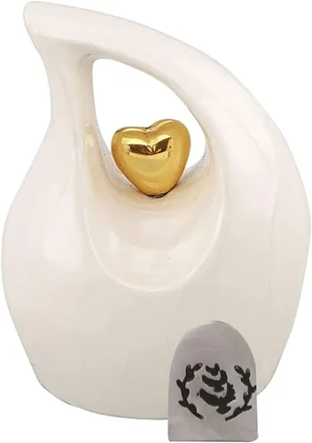 Vista 2 de Urna de recuerdo personalizada para cenizas humanas – Urna conmemorativa de diseño de corazón, pequeña urna de cremación, urna funeraria