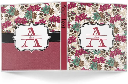 Vista 2 de Carpeta personalizada de 3 anillas de calaveras y flores de azúcar, 1 pulgada