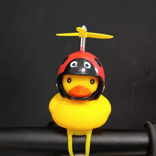 Vista 3 de Campana de bicicleta de pato, bocina de bicicleta de goma, lindas decoraciones de bicicleta de pato amarillo, cuernos de bicicleta de pato Mariquita