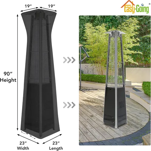 Vista 2 de Easy-Going Funda para calentador de patio con cremallera y bolsa de almacenamiento, impermeable, resistente al polvo, resistente a los rayos UV