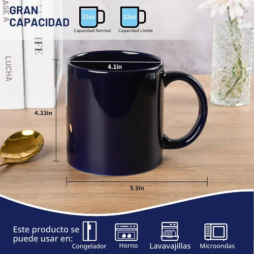 Vista 2 de BYCNZB Juego de 4 tazas de café de cerámica súper grandes de 22 onzas (cobbalto)