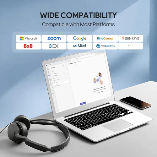 Vista 7 de Yealink Auriculares con cable UH42 USB-C/A,Micrófono con cancelación de Oreja dual (UC)