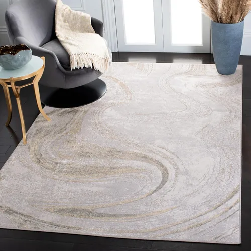 Vista 27 de SAFAVIEH Orchard Collection - Alfombra decorativa de 4 pies 5 pulgadas x 6 pies 5 pulgadas, gris y azul, diseño abstracto moderno, no desprende