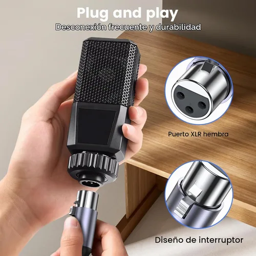 Vista 5 de MOSWAG Cable XLR a 0.1 in de 3 pies, cable hembra de 1/8 pulgadas a XLR, cable TRS de 1/8 pulgadas a micrófono hembra de 3 pines, estéreo