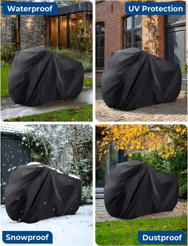 Vista 6 de Viaky Funda de bicicleta para dos bicicletas, cubierta de lluvia para bicicleta de carretera de montaña con orificio de bloqueo, impermeable al aire