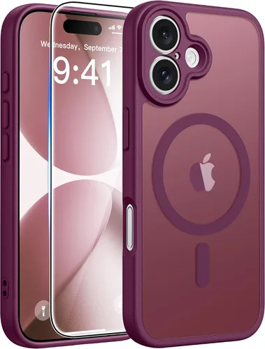 Vista 38 de FNTCASE - Funda para iPhone 16 Pro: magnética, mate, translúcida, de grado militar, protectora contra caídas, resistente, fina, duradera y a prueba