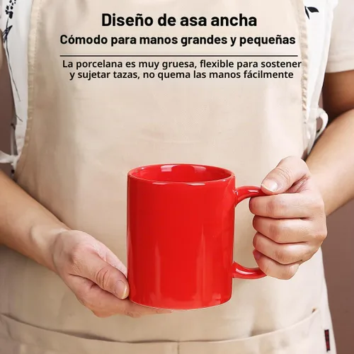 Vista 5 de Evanda Juego de 6 tazas de café de 12 onzas, tazas de cerámica con asa para café con leche, té caliente, capuchino, moca, cacao, leche, aptas