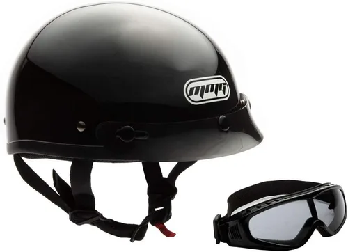 Vista 9 de Casco medio de motocicleta DOT Street Legal, M, Negro caucho