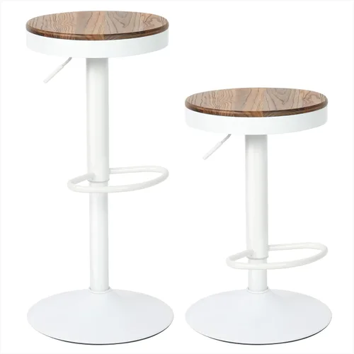 Vista 18 de Kidol & Shellder Juego de 2 taburetes de bar negros ajustables giratorios sin espalda, modernos y redondos de madera, sillas de barra de altura sin