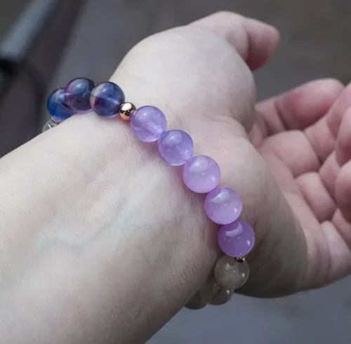Vista 220 de Precious Gemstone Natural Crystal Healing Bracelet, Rutilated Quartz, Moonstone, Quartz Handmade Original Design Bracelet