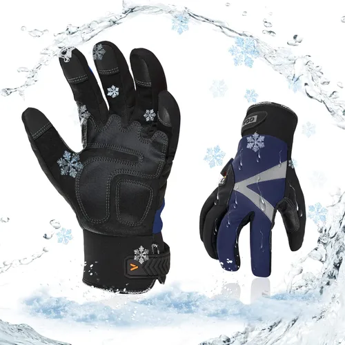 Vista 10 de Vgo 3M C100 - Guantes de trabajo de invierno de cuero sintético forrados (SL8777FW)