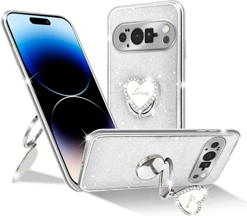Vista 43 de Funda protectora transparente de 3 capas con anillo bonito soporte, para mujeres y niñas, para Pixel 6 2021 (lavanda)