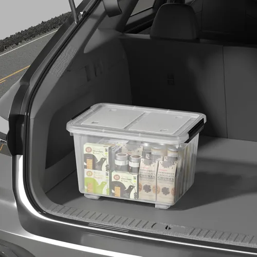 Vista 6 de Ggbin Caja de almacenamiento transparente de 30 cuartos de galón con ruedas, juego de 4 Plástico