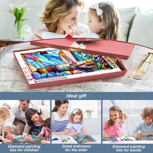 Vista 3 de Stalente Kits de pintura de diamantes para adultos, kits de arte de diamantes 5D para principiantes, pintura de diamante redonda para decoración