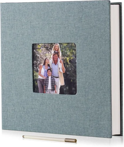 Vista 27 de HoneyTolly Álbum de fotos autoadhesivo para fotos de 4 x 6 imágenes, cubierta magnética de lino, 15 hojas/30 páginas en blanco para bodas Beige claro