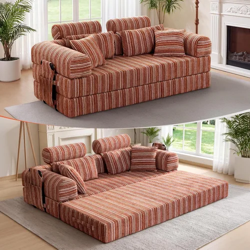 Vista 13 de Sofá cama de espuma viscoelástica de 79 pulgadas, futón convertible con reposacabezas alto, sofá sin hueso Negro
