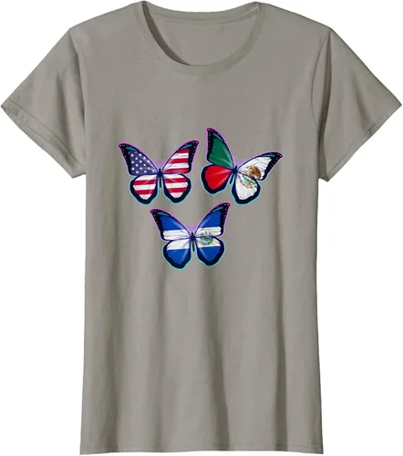 Vista 78 de Multiculti Heritage. Camiseta El Salvador México y Estados Unidos