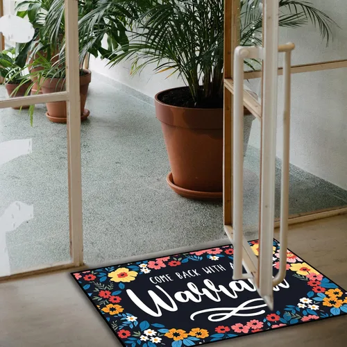 Vista 4 de Divertidos felpudos personalizados vienen con una garantía: 31.5 x 20 pulgadas, tapete de bienvenida antideslizante para interiores
