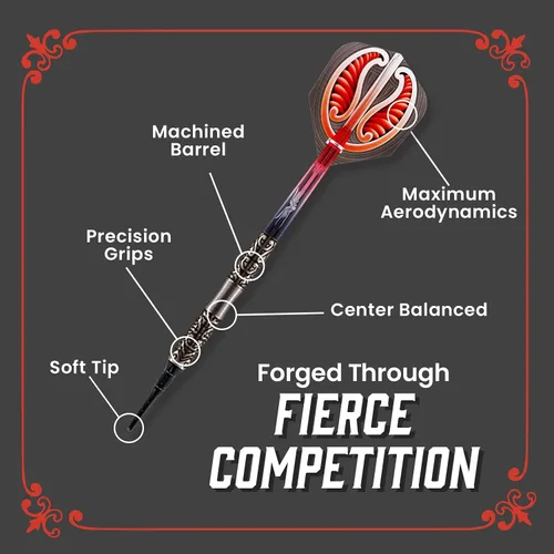 Vista 4 de Shot! Darts Warrior Hautoa - Juego de dardos profesionales de tungsteno para lanzar, punta suave, vuelos diseñados para mujeres y hombres