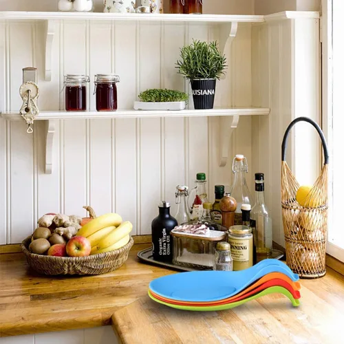 Vista 6 de iNeibo Apoyacucharas de silicona para la cocina, 4 unidades (colorido), Vajilla, Multicolor