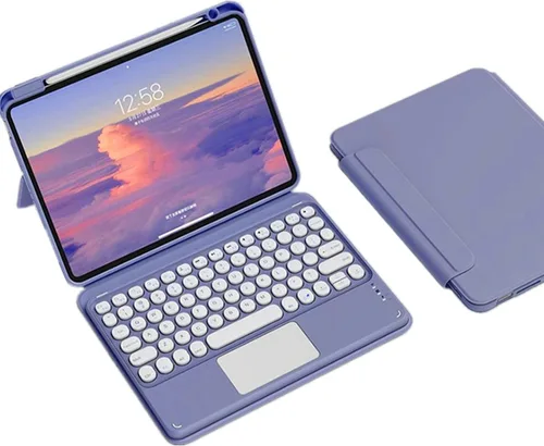 Vista 16 de iPad Air Air2 iPad 5ª 6ª generación 9.7 pulgadas iPad 5 iPad 6 Funda con teclado Touchpad horizontal/vertical Soporte magnético desmontable BT
