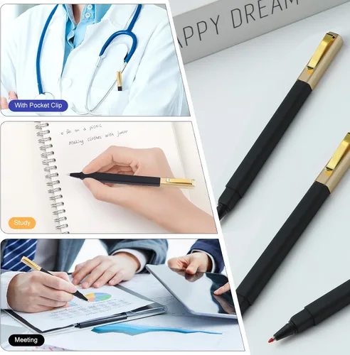 Vista 4 de 6 paquetes de bolígrafos de gel negros de 0.5 mm de punta media, bolígrafos de tinta de gel con tapa, secan rápidamente, bolígrafo de punta redonda