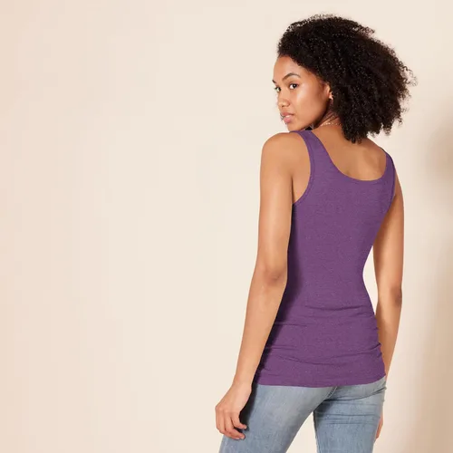 Vista 3 de Amazon Essentials - Camiseta sin mangas de corte entallado para mujer Carbón jaspeado/morado oscuro