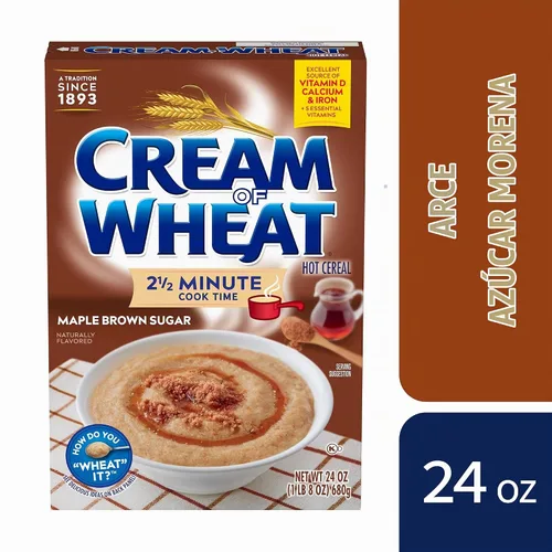 Vista 4 de Crema de trigo arce marrón azúcar caliente cereal, 2 1/2 minutos tiempo de cocción, 24 onzas (paquete de 12)