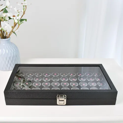 Vista 8 de MOOCA Vitrina de cristal superior de la joyería con 50 tarros de gemas