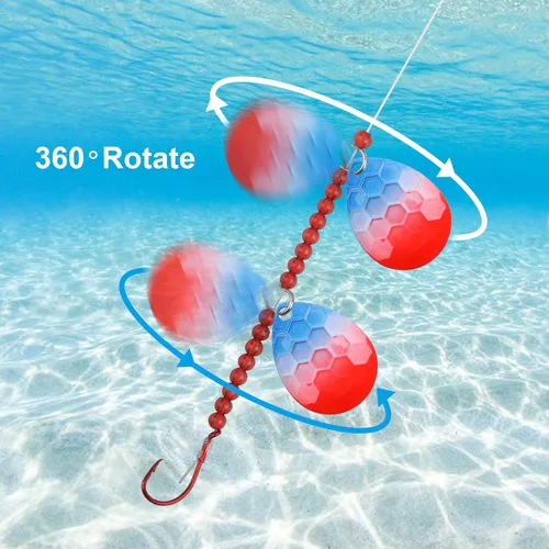 Vista 3 de OROOTL Walleye Rigs Kit, 6pcs Walleye Fishing Lures Crawler Harness Colorado Spinner Blade Pre-Rigged Live Bait Rigs Spinnerbaits Freshwater