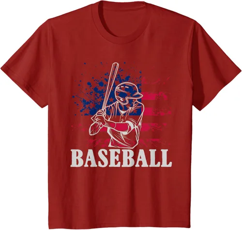 Vista 70 de Camiseta de béisbol deportiva estadounidense con bandera estadounidense, Negro, S