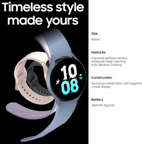 Vista 7 de Samsung Galaxy Watch 5 (40 mm, WIFI + 4G LTE) 1.2" Super AMOLED reloj inteligente GPS Bluetooth con entrenamiento avanzado del sueño, sensor