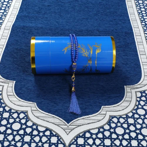 Vista 5 de Alfombra islámica de oración musulmana con cuentas de oración, tapete de felpilla suave Janamaz Sajada para hombres y mujeres, regalo de viaje