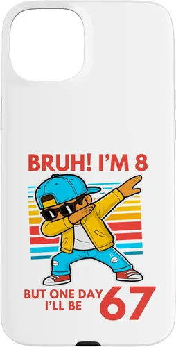 Vista 9 de Bruh I'm 8 But One-Day I'll Be 67 Retro 8th Birthday Kids Case for iPhone 17