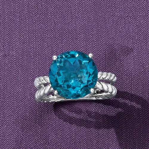 Vista 5 de Ross-Simons Anillo de topacio azul Londres de 6.75 quilates en plata de ley