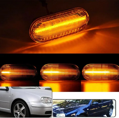 Vista 7 de 2 unids Full Amber Dynamic Sequential Blink LED Side Marker Light para Volkswagen Golf MK4 Jetta New Beetle Front Fender Luces de señal de giro