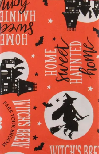 Vista 3 de Home Sweet Haunted Home Witch's Brew - Mantel trasero de franela de vinilo de la colección Halloween (color naranja, 52 x 70 pulgadas, oblongo)