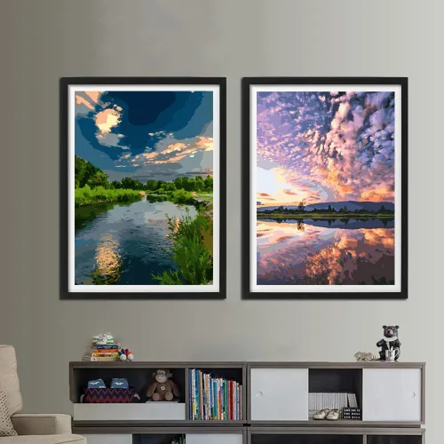Vista 4 de Kit de pintura por números para adultos principiantes, paquete de 2 pinturas por números para adultos, lienzo enrollado para pintar, decoración