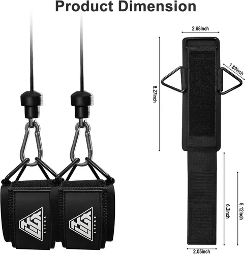 Vista 5 de Muñequeras para gimnasio de cables, correas de muñeca ajustables para máquinas de cable de elevación de neopreno acolchado