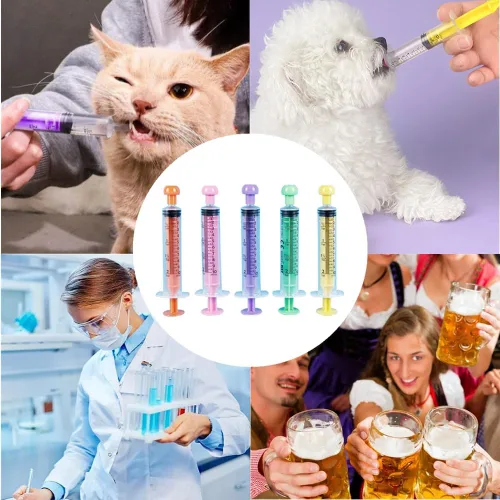 Vista 6 de 10 unidades de jeringa de plástico profesional de 0.3 fl oz (0.3 fl oz) y cubierta, herramientas de jeringa de medición selladas individualmente