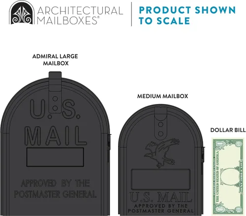 Vista 6 de Architectural Mailboxes Admiral™ Buzón de Correo de Metal de Aluminio Resistente al Óxido Montado en Poste para Exterior, Negro, Buzón Grande