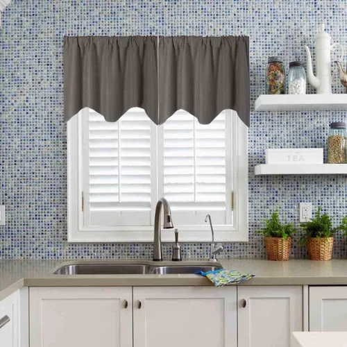 Vista 11 de Cenefa Blanco Puro Paquete de 2 - Cortinas de Liquidación para Sala de Estar, Baño y Dormitorio - Estilo Granja Festoneado, 18 Pulgadas de Largo